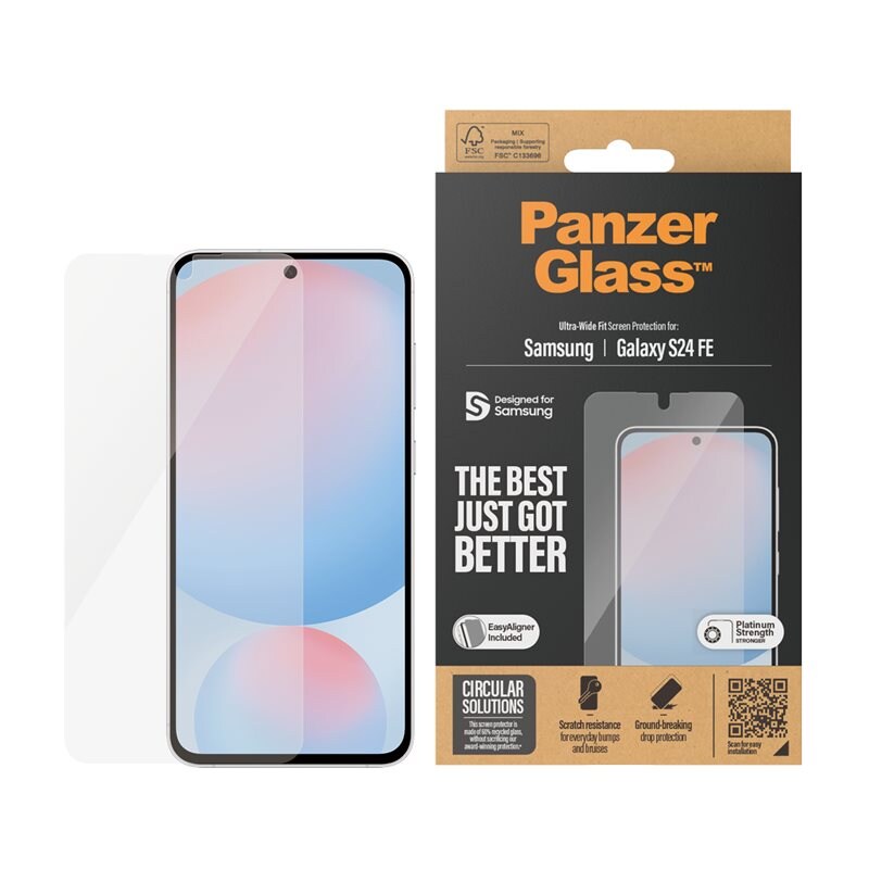 PanzerGlass Samsung Galaxy S24 FE Skjermbeskytter med installasjonsramme - Ultra Wide Fit