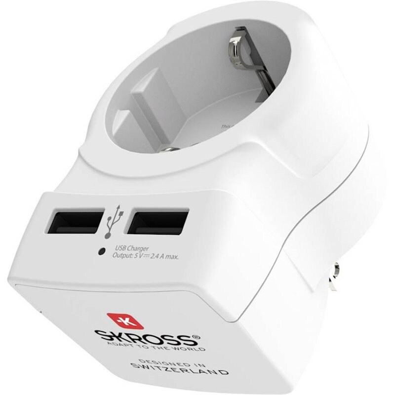 SKROSS Reiseadapter Europa til USA med 2 USB-A-porter