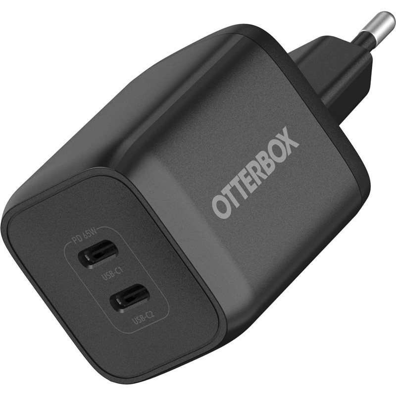 Otterbox Vegglader 2x USB-C GaN 65W, Svart