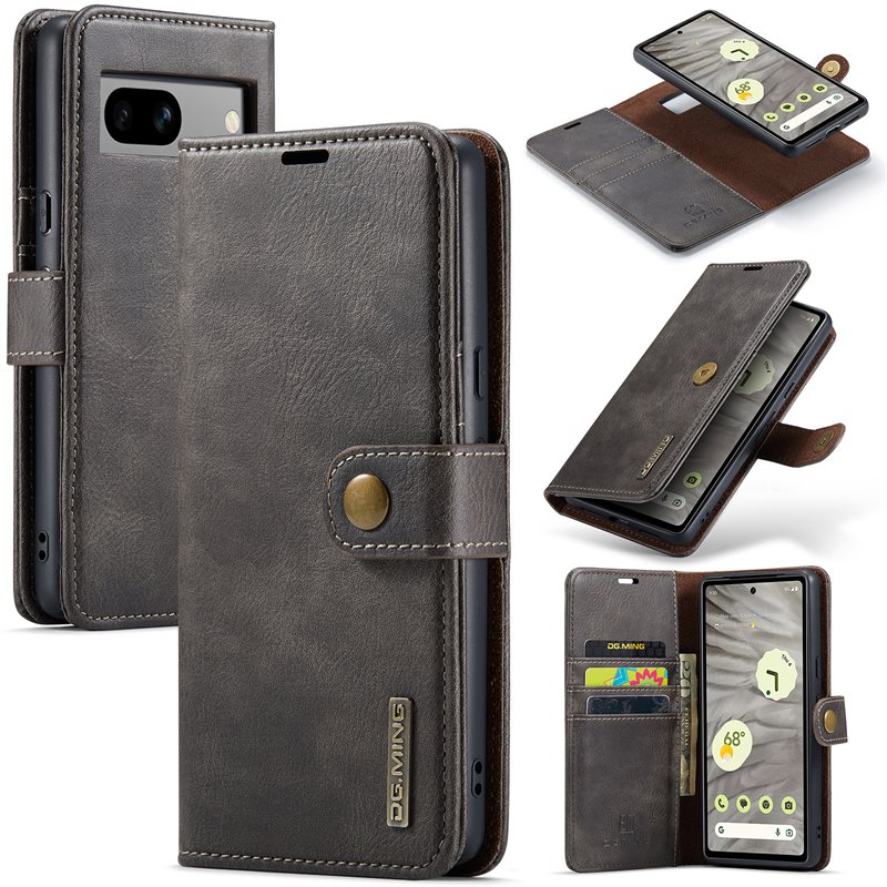 DG.MING Google Pixel 7a Lommeboketui med avtakbart deksel, Brown