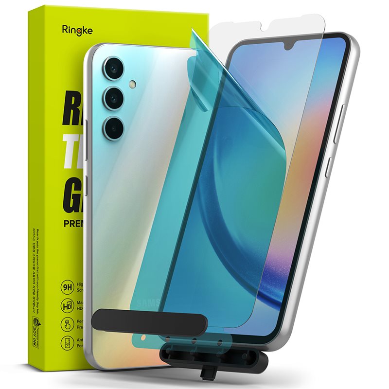 Ringke Samsung Galaxy A34 Skjermbeskytter i glass med monteringsverktøy (2-pack)
