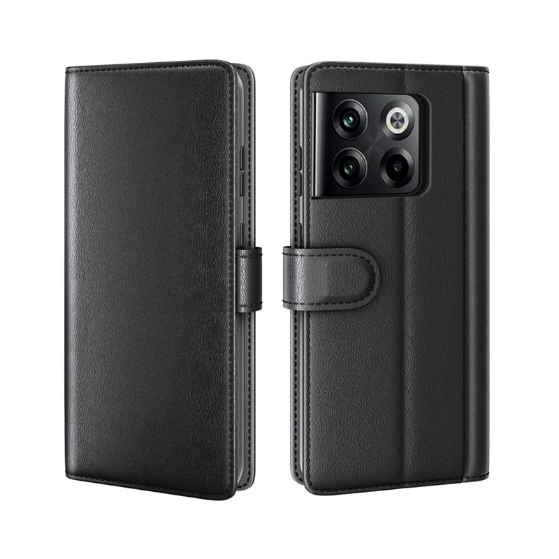 OnePlus 10T Lommeboketui i ekte skinn, Svart