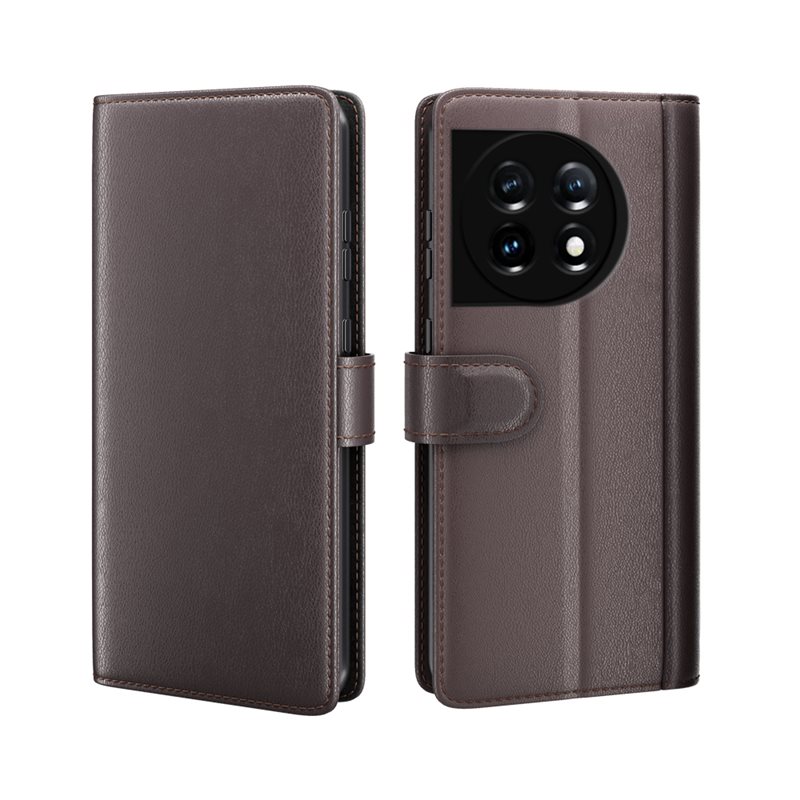 OnePlus 11 Lommeboketui i ekte skinn, Brun