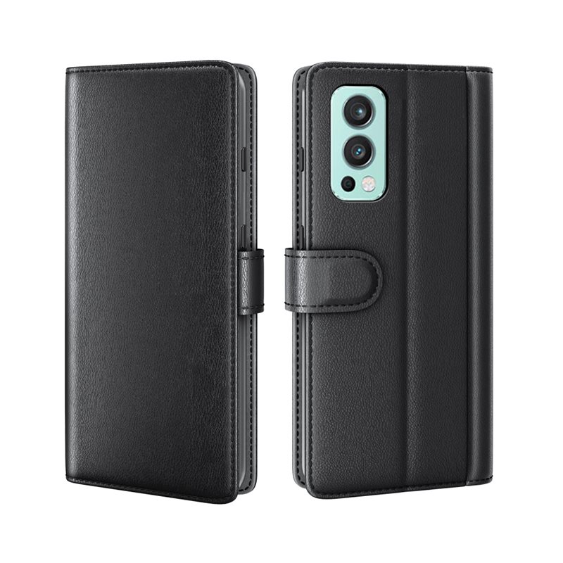 OnePlus Nord 2 5G Lommeboketui i ekte skinn, Svart