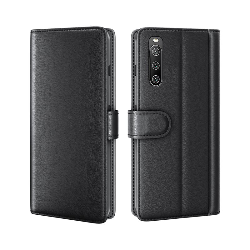 Sony Xperia 10 IV Lommeboketui i ekte skinn, Svart