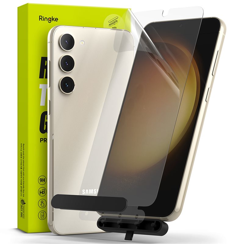 Ringke Samsung Galaxy S23 Skjermbeskytter i glass med monteringsverktøy (2-pack)