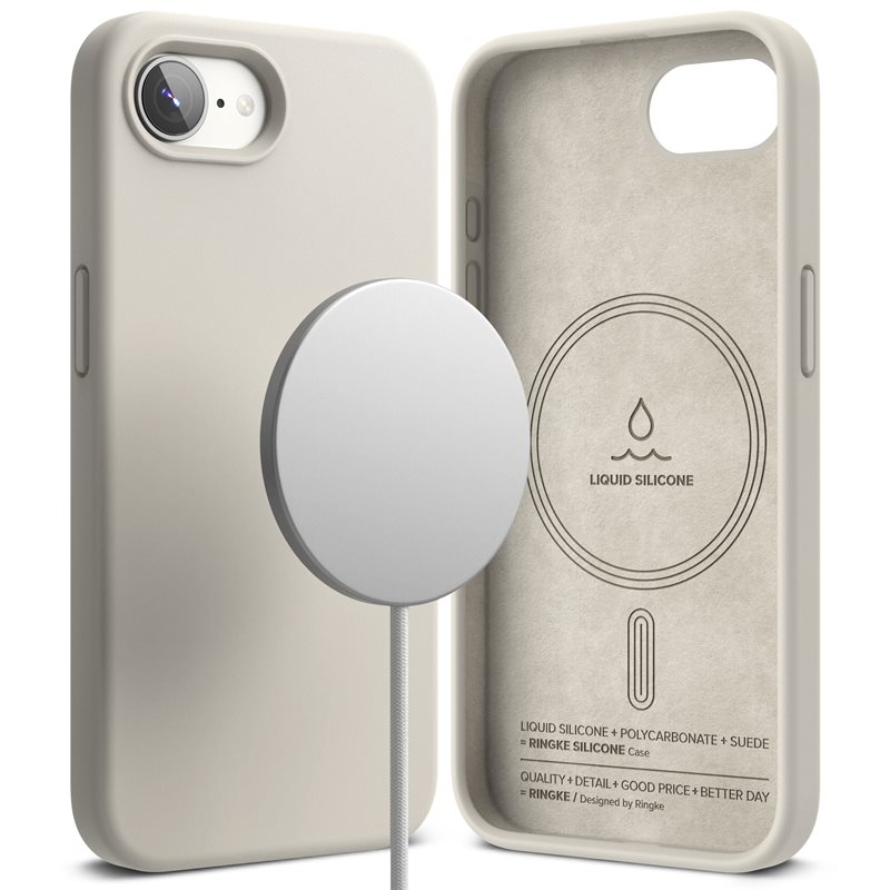 Ringke iPhone 16e MagSafe silikondeksel, Stone