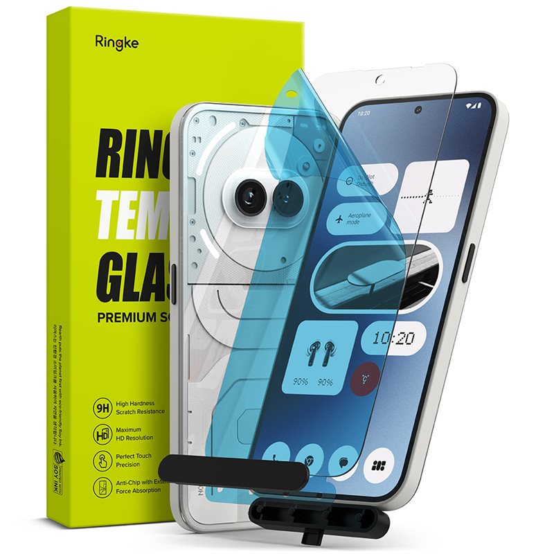 Ringke Nothing Phone 2a Skjermbeskytter i glass med monteringsverktøy (2-pack)
