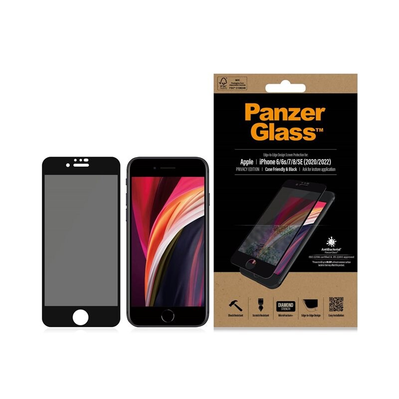 PanzerGlass iPhone 8 Privacy skjermbeskytter i herdet glass - Edge-to-Edge