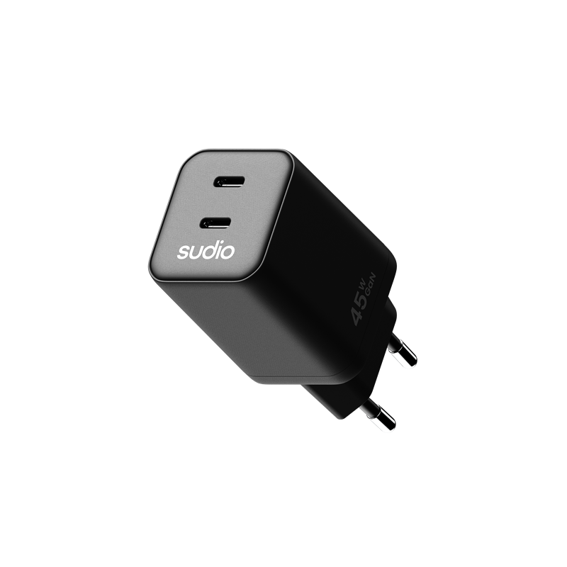 Sudio P2 2 x USB-C Vegglader 45W, Svart