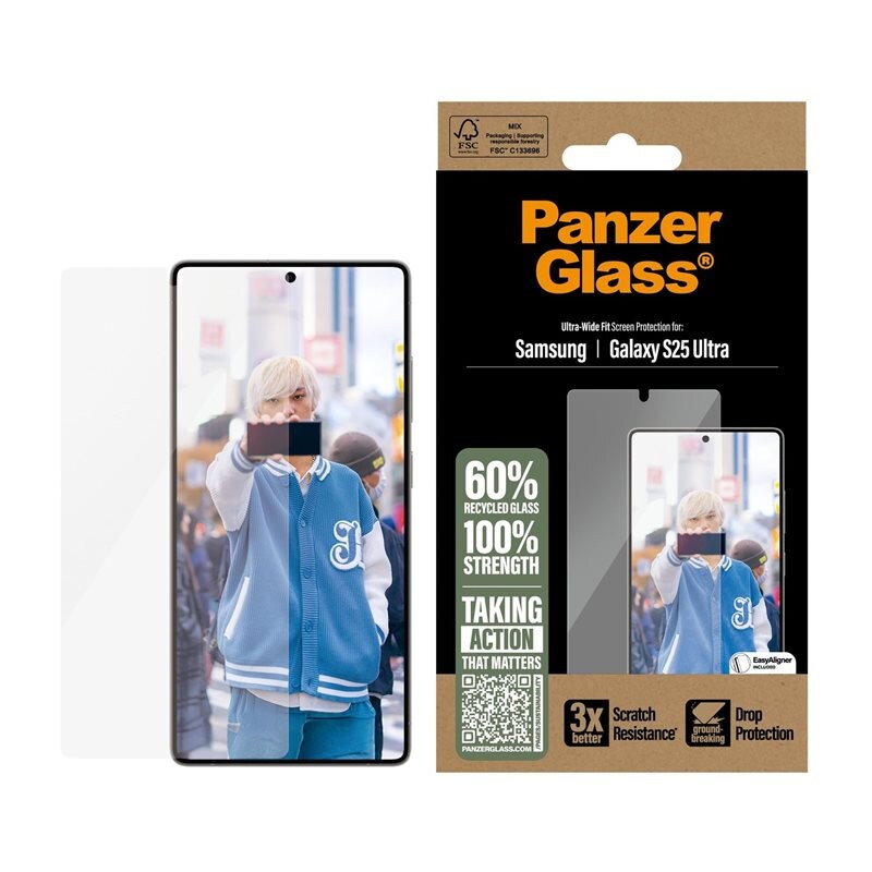 PanzerGlass Samsung Galaxy S25 Ultra Skjermbeskytter med installasjonsramme - Ultra Wide Fit