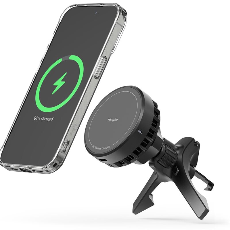 Ringke Qi2 MagSafe Bilholder med Lader og Kjølevifte, hvit