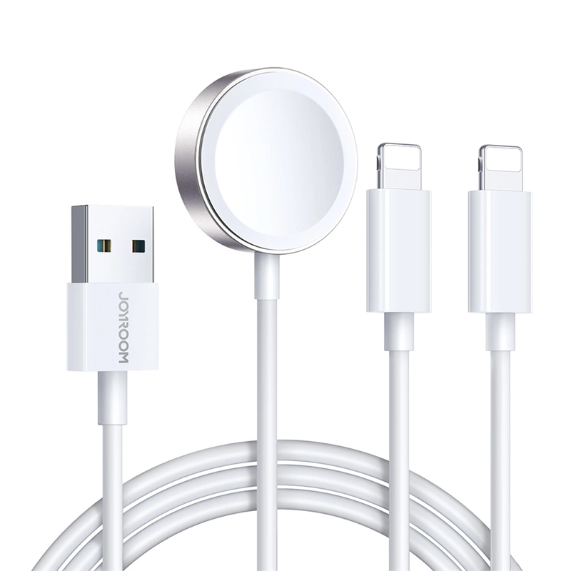 Joyroom 3-i-1 Laderkabel - USB-A til Lightning & Apple Watch Lader, Hvit