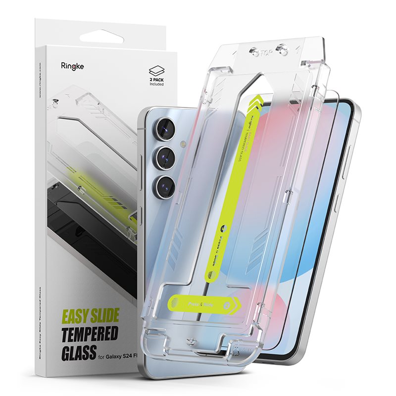 Ringke Samsung Galaxy S24 FE Skjermbeskytter i glass med monteringsramme (2-pack)