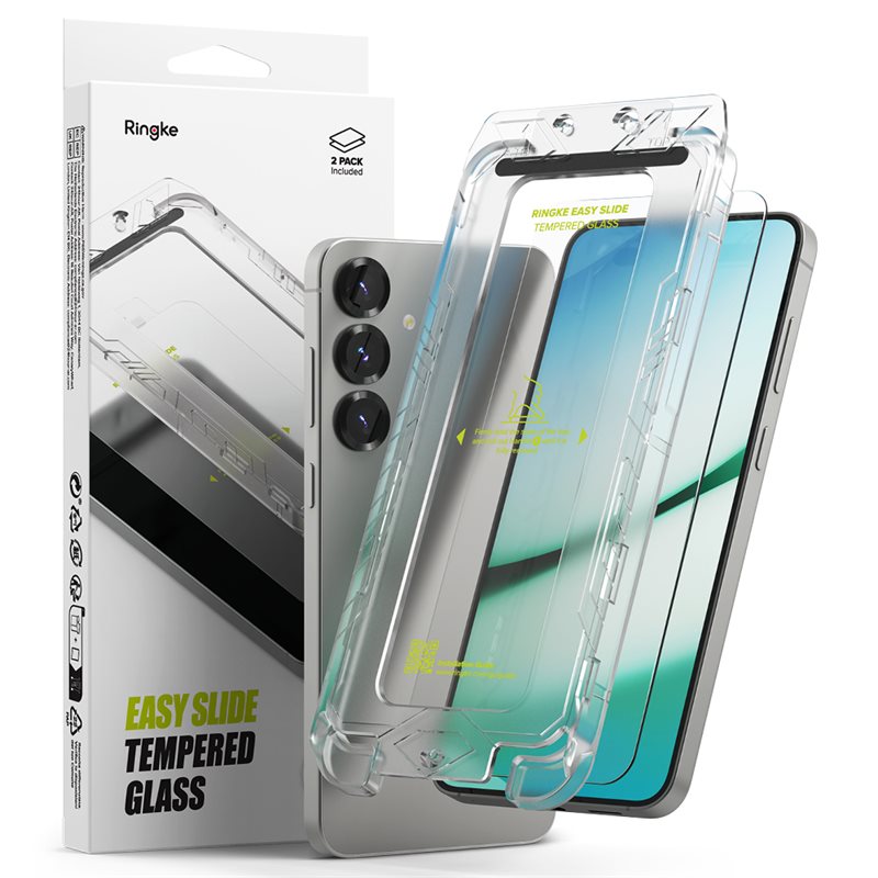 Ringke Samsung Galaxy S25 Plus Skjermbeskytter i glass med monteringsramme (2-pack)