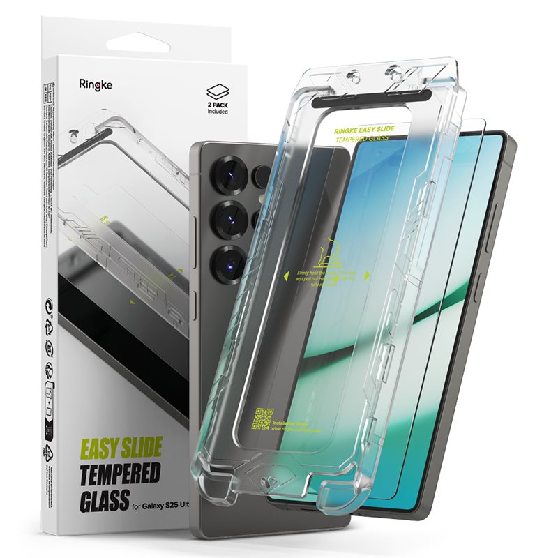 Ringke Samsung Galaxy S25 Ultra Skjermbeskytter i glass med monteringsramme (2-pack)