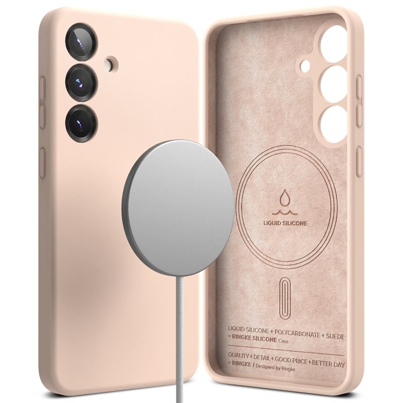 Ringke Samsung Galaxy S25 MagSafe silikondeksel, Pink Sand