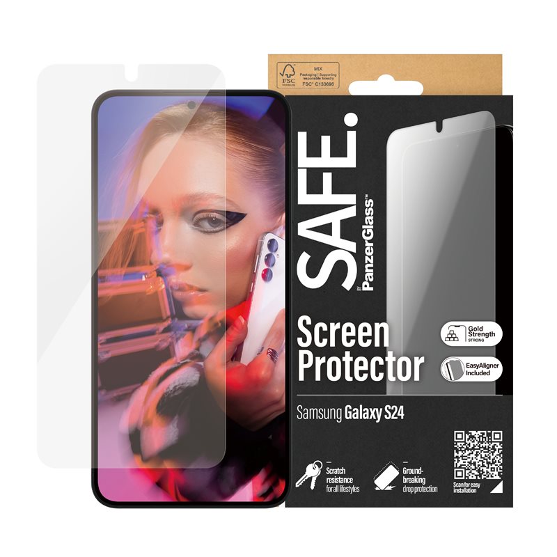 SAFE. by PanzerGlass Samsung Galaxy S24 Skjermbeskytter i glass med installasjonsramme - Ultra Wide Fit