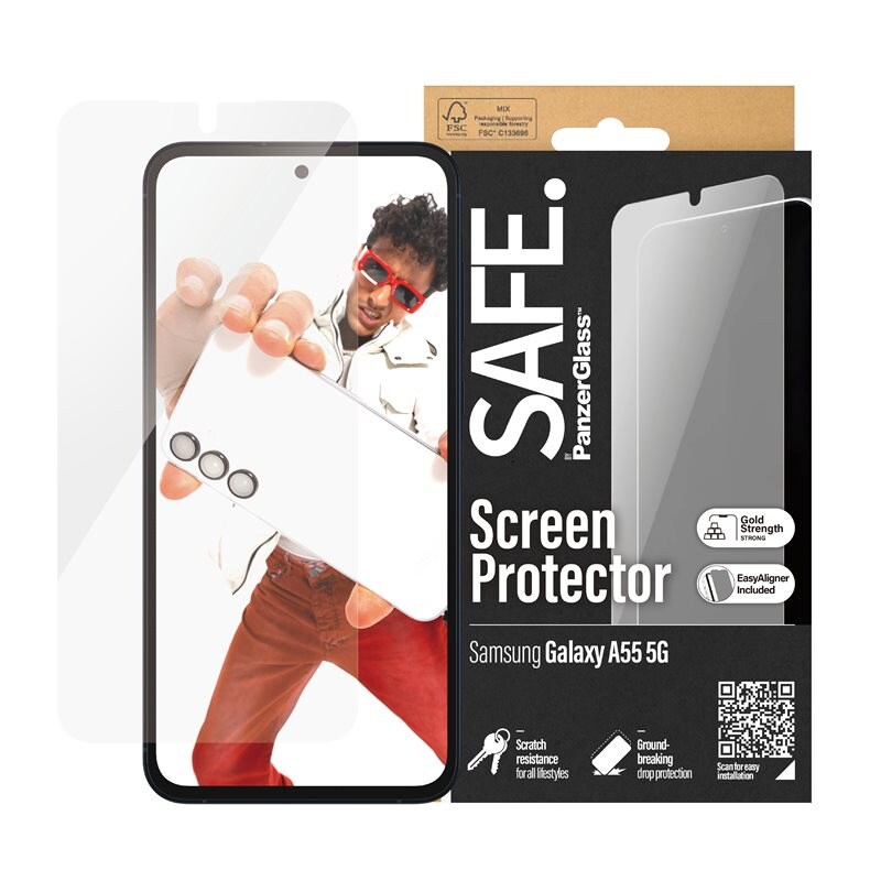 SAFE. by PanzerGlass Samsung Galaxy A55 Skjermbeskytter i glass med installasjonsramme - Ultra Wide Fit
