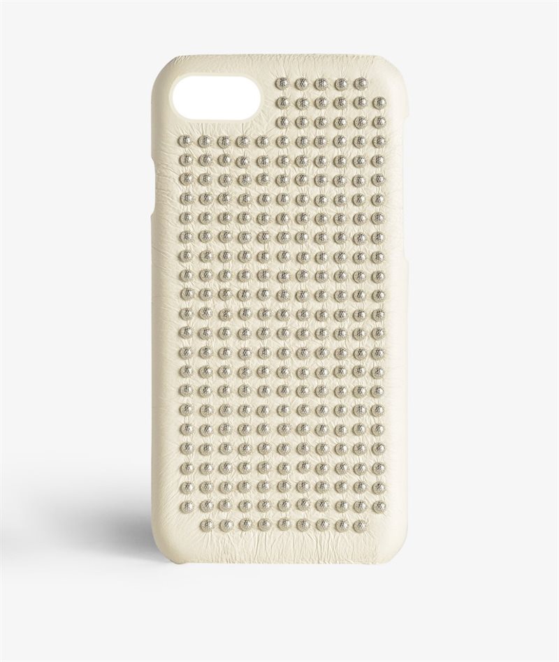 The Case Factory iPhone 7 Deksel Borchie Nappa Ivory Silver Studs