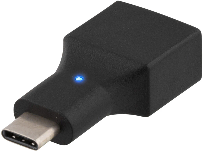 Deltaco USB-C til USB-A 2.0 Adapter, svart