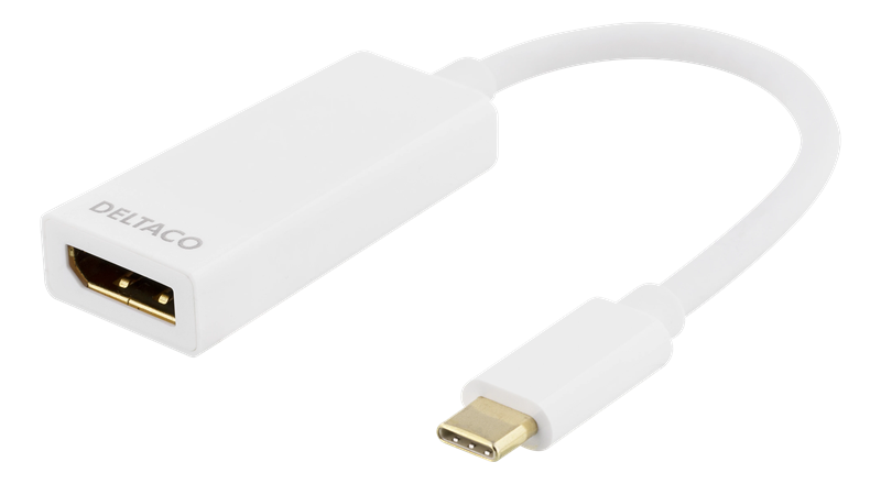 Deltaco Adapter USB-C til DisplayPort, hvit