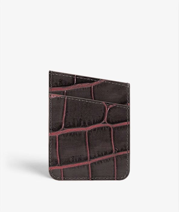 The Case Factory Kortholder, Crocodile Taupe/Pink