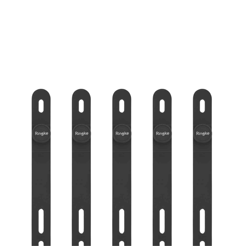 Ringke Kabelbindere i silikon (5-pack), Svart