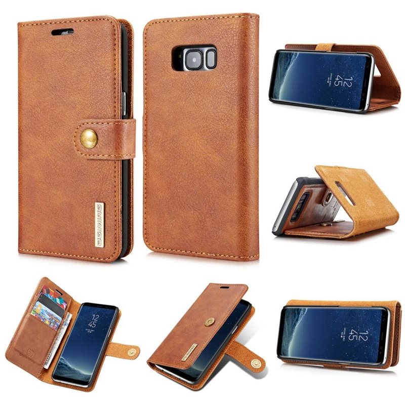 DG.MING Samsung Galaxy S8 Lommeboketui med avtakbart deksel, Cognac