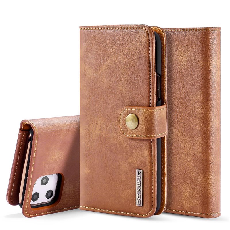 DG.MING iPhone 11 Pro Max Lommeboketui med avtakbart deksel, Cognac