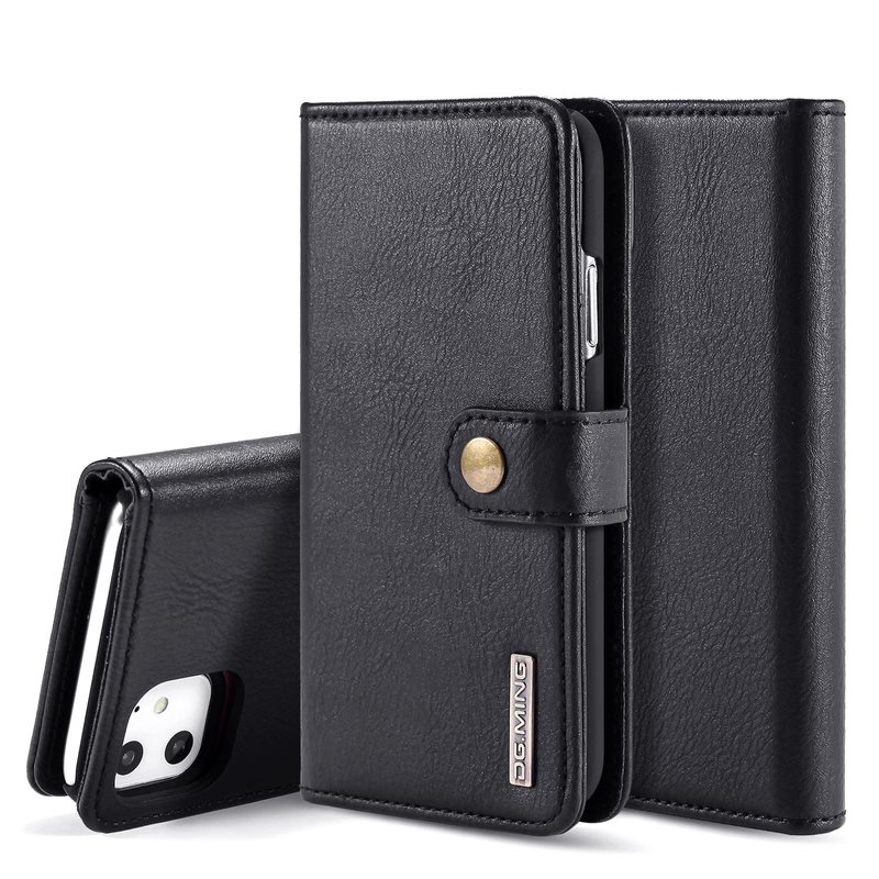 DG.MING iPhone 11 Lommeboketui med avtakbart deksel, Black
