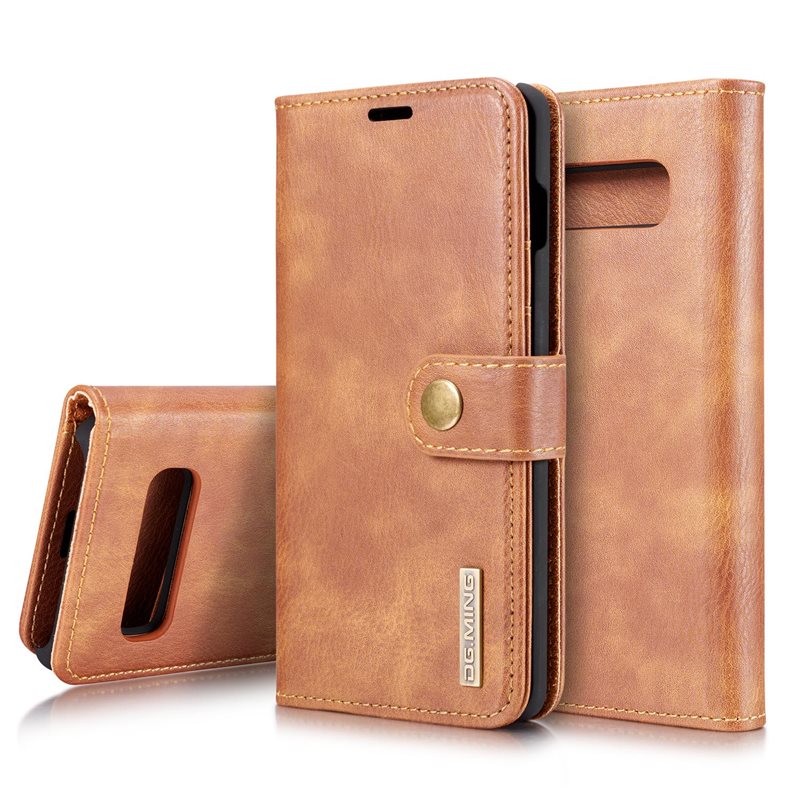 DG.MING Samsung Galaxy S10 Lommeboketui med avtakbart deksel, Cognac