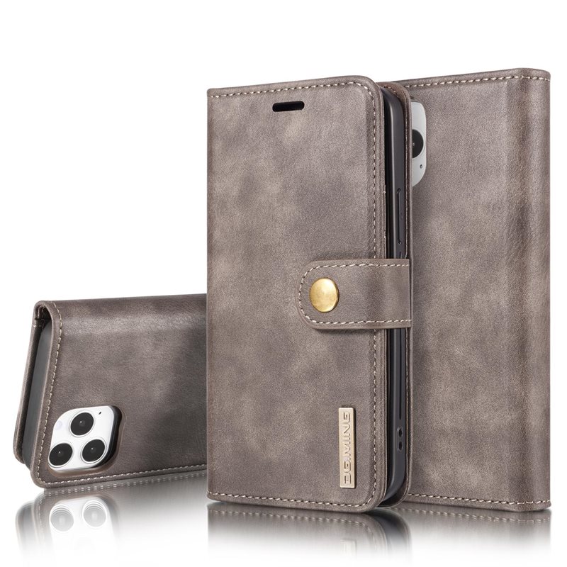 DG.MING iPhone 12 Pro Max Lommeboketui med avtakbart deksel, Brown
