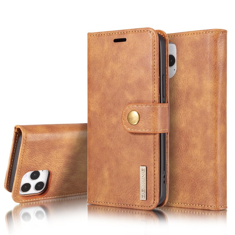 DG.MING iPhone 12 Pro Max Lommeboketui med avtakbart deksel, Cognac