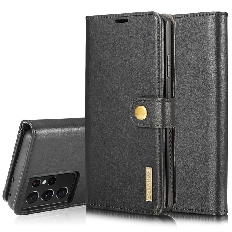 DG.MING Samsung Galaxy S21 Ultra Lommeboketui med avtakbart deksel, Black