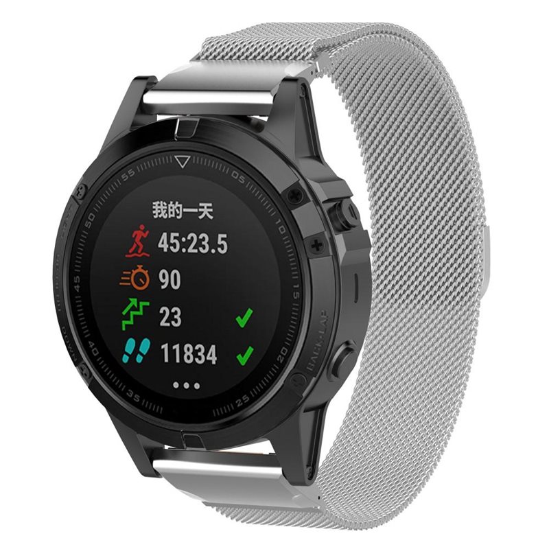 Garmin Instinct 3 45mm Reim Milanese Loop, Sølv
