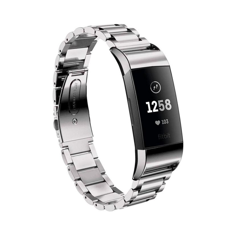 Fitbit Charge 4/Charge 3 Elegant lenkereim i metall, Sølv