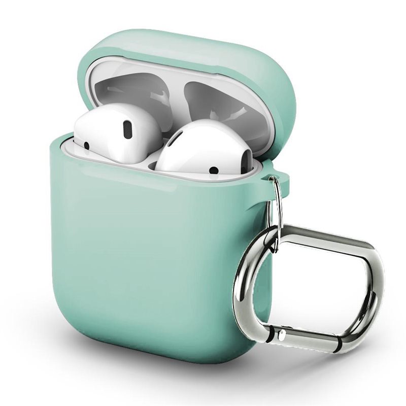 Apple AirPods Silikondeksel med karabinkrok, Turkis