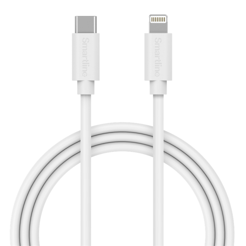 Smartline Ladekabel 2m Lightning - USB-C, Hvit