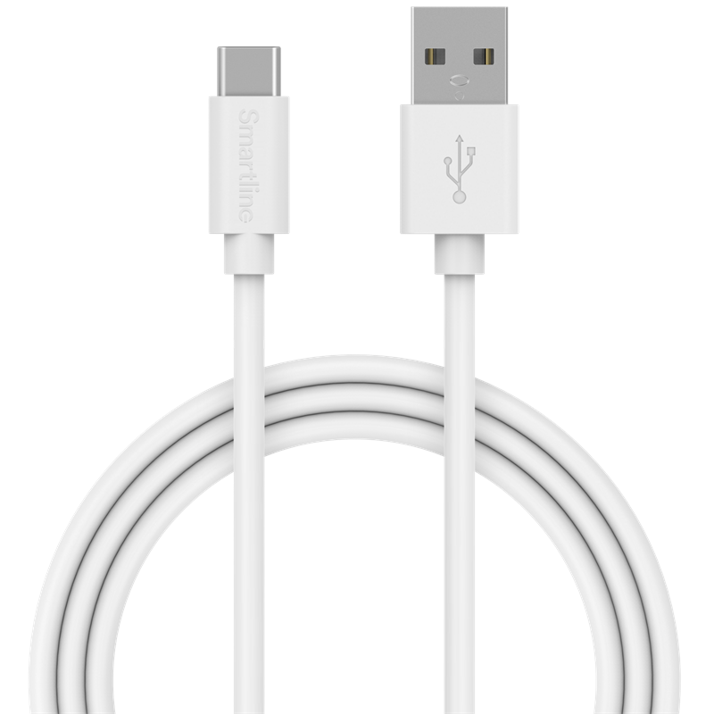 Smartline Ladekabel 2m USB-A - USB-C, Hvit