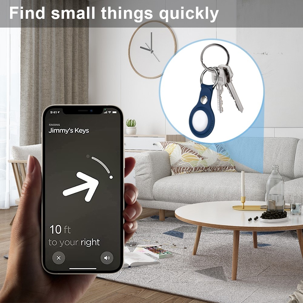 Apple AirTag Skinndeksel med nøkkelring, Blå