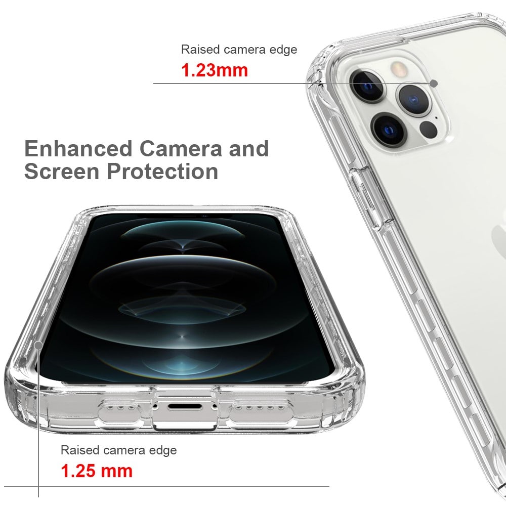 iPhone 12/iPhone 12 Pro Mobildeksel med beskyttelsesramme, Gjennomsiktig