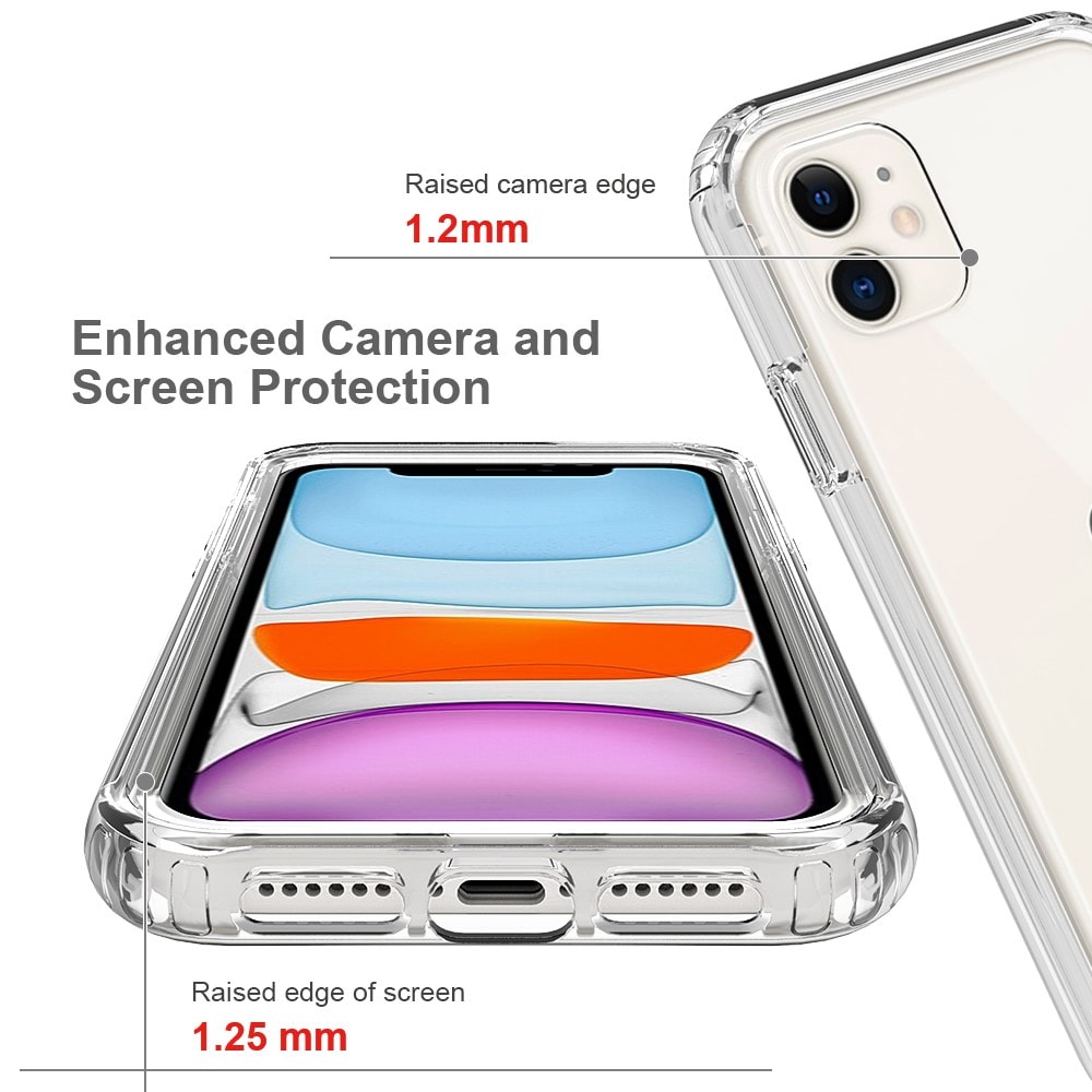 iPhone 11 Støtsikkert mobildeksel med beskyttelsesramme Gjennomsiktig
