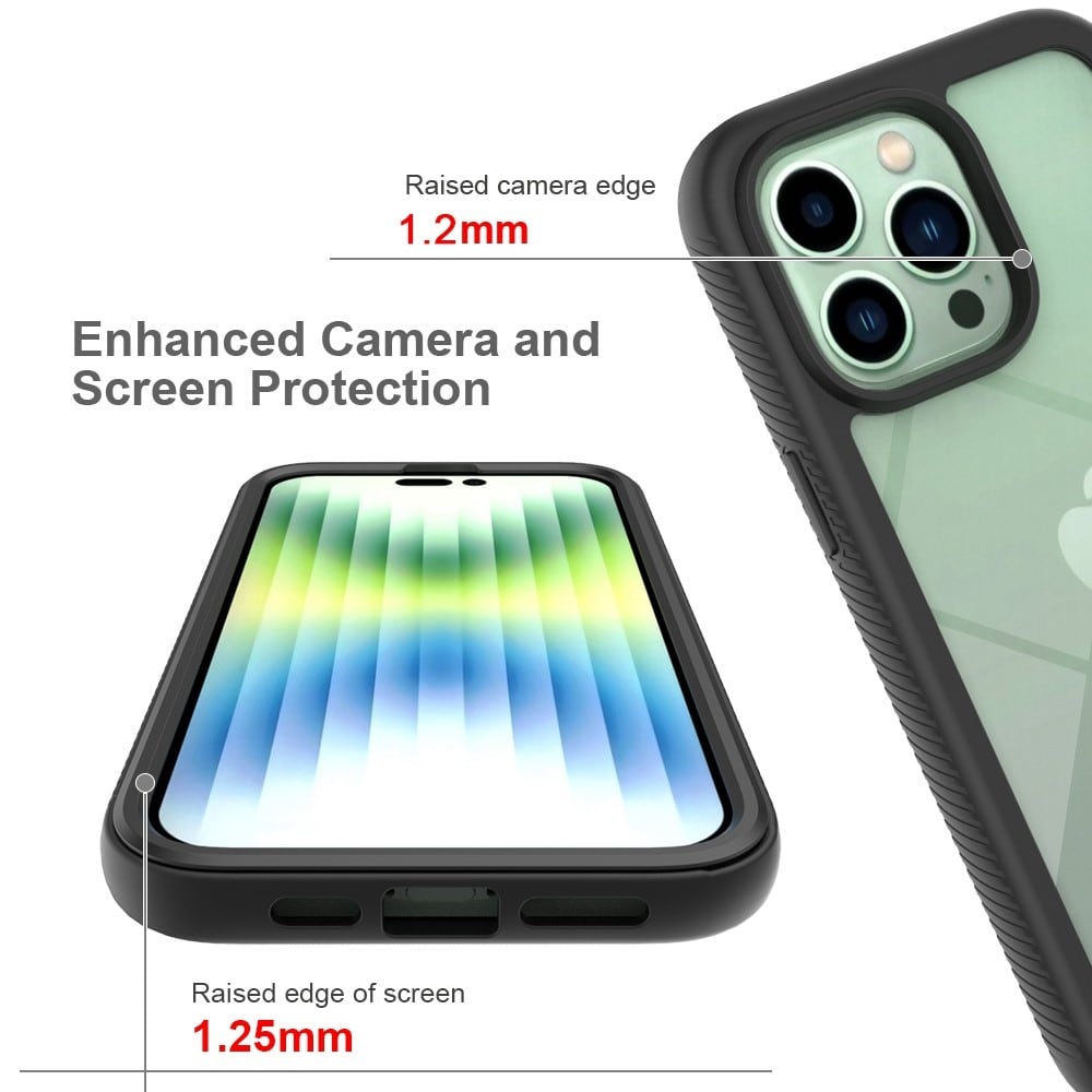 iPhone 14 Plus Mobildeksel med beskyttelsesramme, Svart