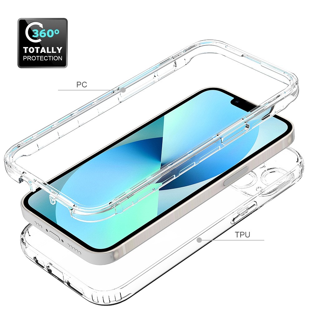iPhone 14 Plus Mobildeksel med beskyttelsesramme, Gjennomsiktig