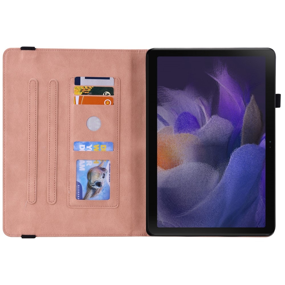 Samsung Galaxy Tab A8 Fint etui med sommerfugler, Rosa