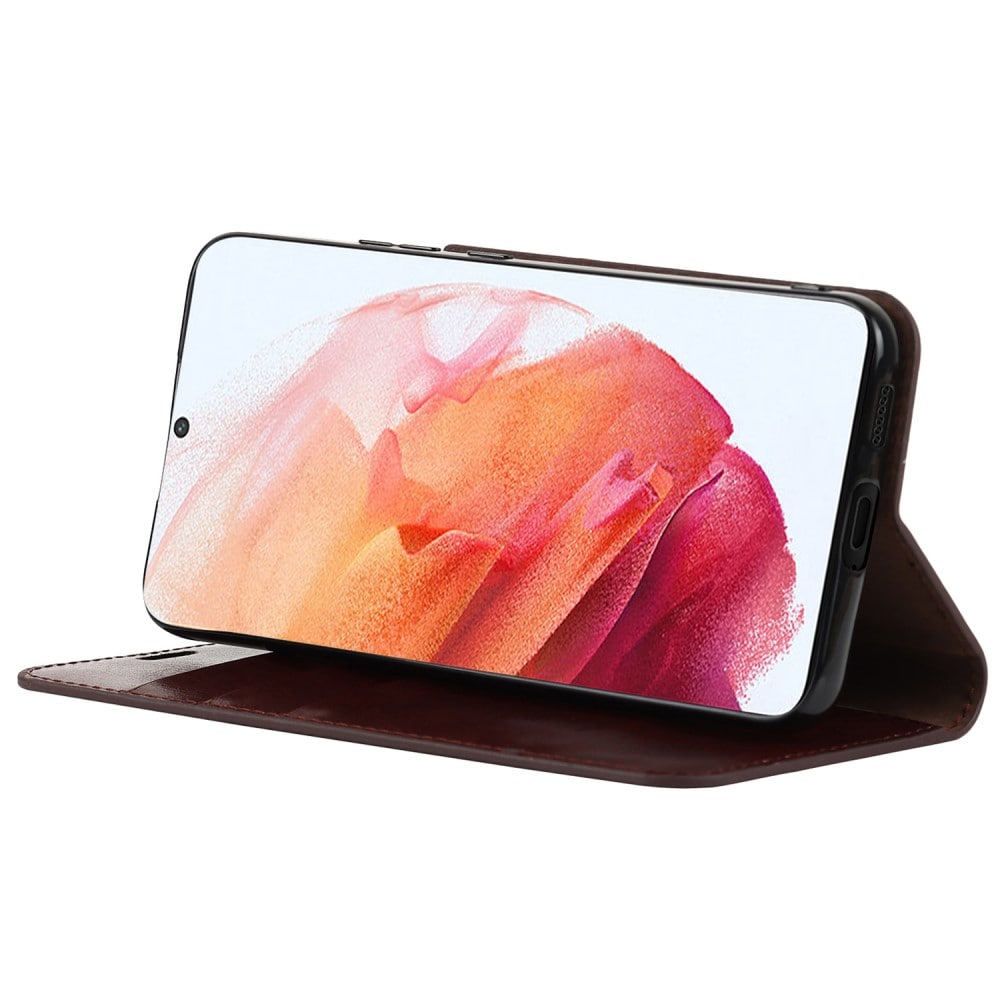 Samsung Galaxy S22 Smidig mobiletui i ekte skinn, Mørkbrun