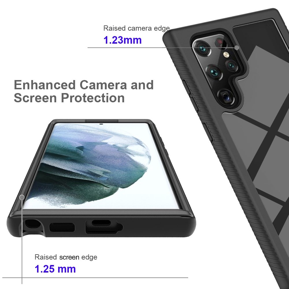 Samsung Galaxy S22 Ultra Mobildeksel med beskyttelsesramme, Svart