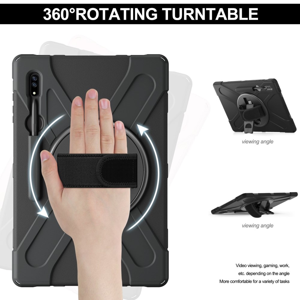 Samsung Galaxy Tab S10 Ultra Tøft hybriddeksel med skulderrem Svart