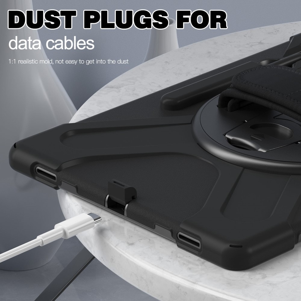 Samsung Galaxy Tab S10 Ultra Tøft hybriddeksel med skulderrem Svart